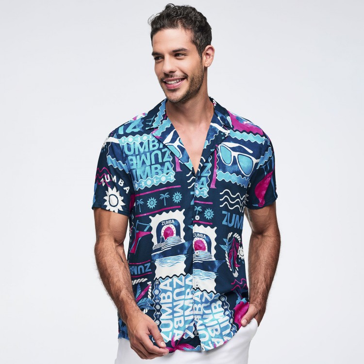 Zumba Cruise Unisex Short Sleeve Button Up